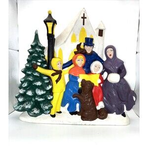 Vintage 1971 Atlantic Mold Ceramic Christmas Carolers Church Hand Painted A414